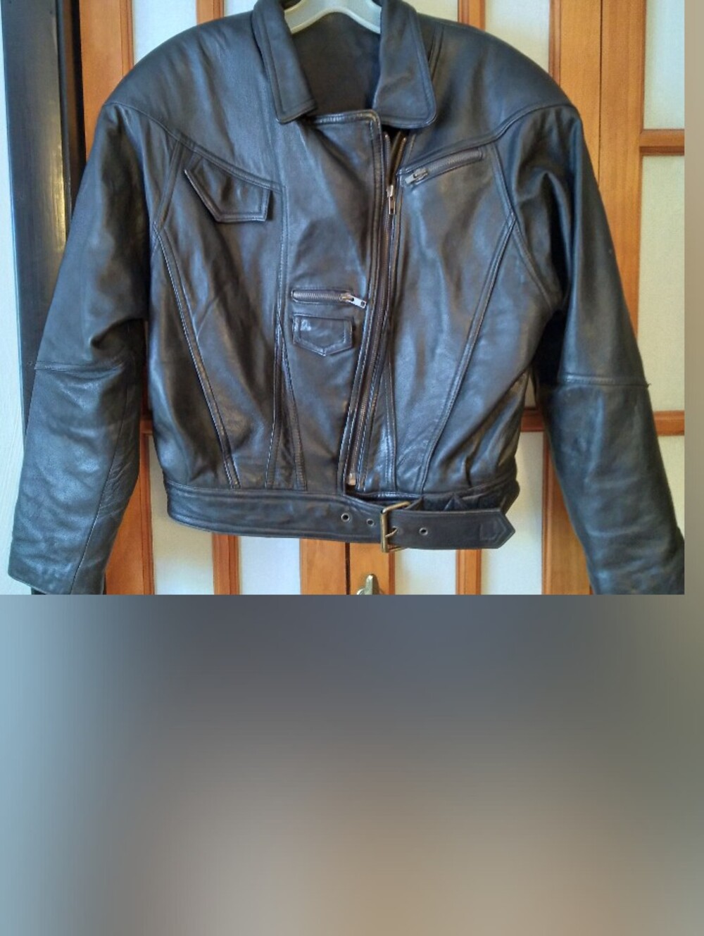Women's Vintage Black Leather Motorcycle Jacket By Foxrun, 80s, 90s, Y2K Sz M